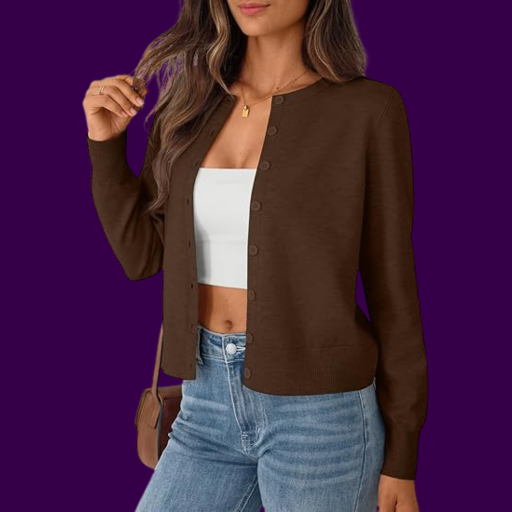 Camilla - Brun Langermet Cardigan