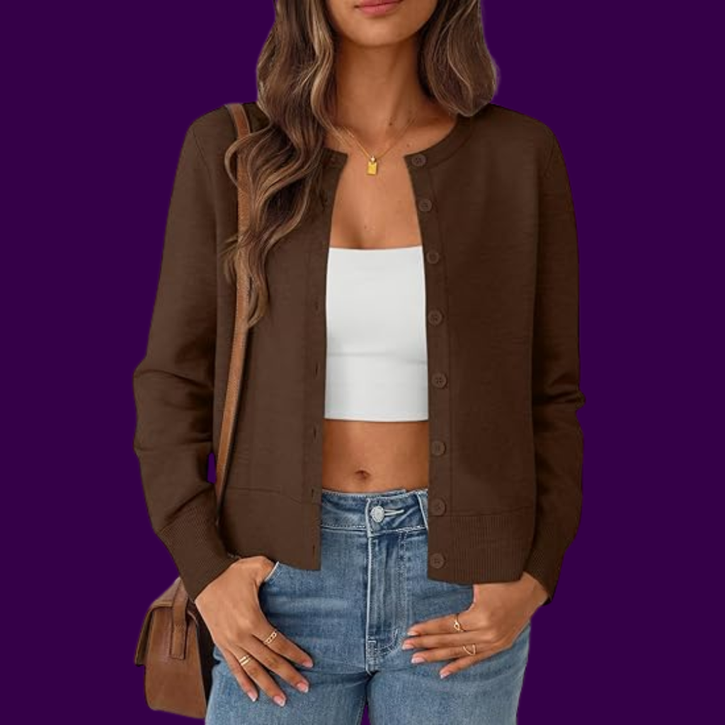 Camilla - Brun Langermet Cardigan