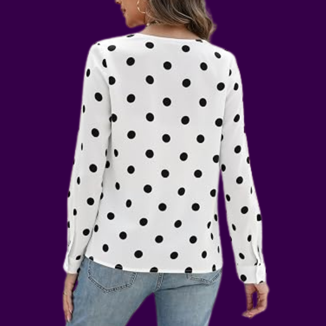 Emilie - Prikkete Langermet Bluse